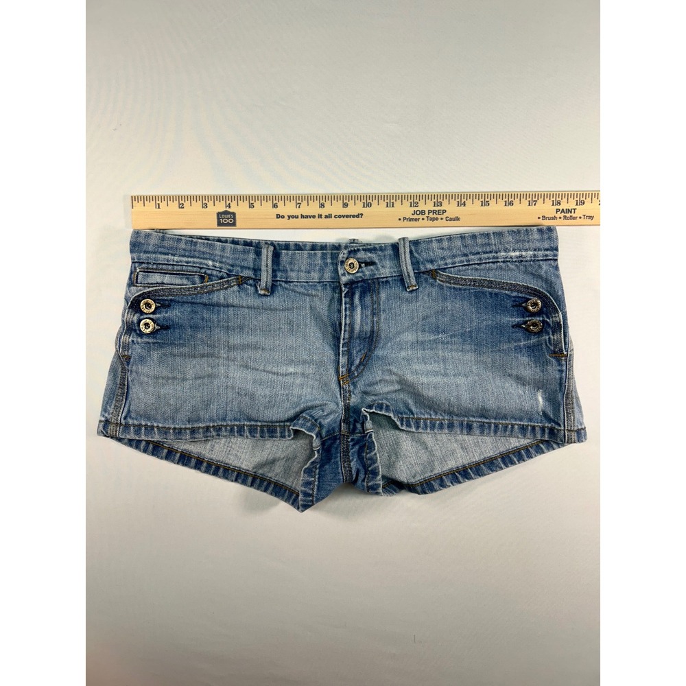 Polo Jeans Co Ralph Lauren Women Wash Low Rise Denim Shorts Blue Distressed - Picture 3 of 6